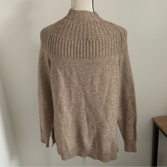 Anthropologie Light Brown Mock Neck Sweater Women’s M Soft Classic Neutral - Picture 2 of 5